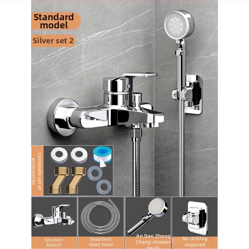 Душ комплект от мед, скрит вградим монтаж, модел 85-1, 1.6 MPa, функции дъжд и мехури, кръгла душ глава, модерен минималистичен стил