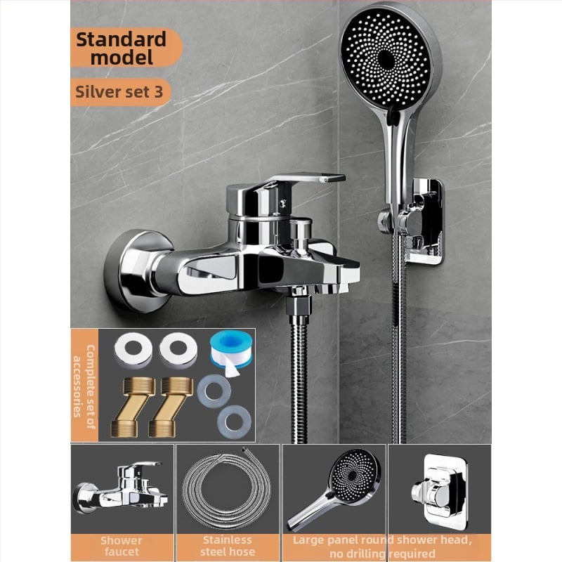 Душ комплект от мед, скрит вградим монтаж, модел 85-1, 1.6 MPa, функции дъжд и мехури, кръгла душ глава, модерен минималистичен стил