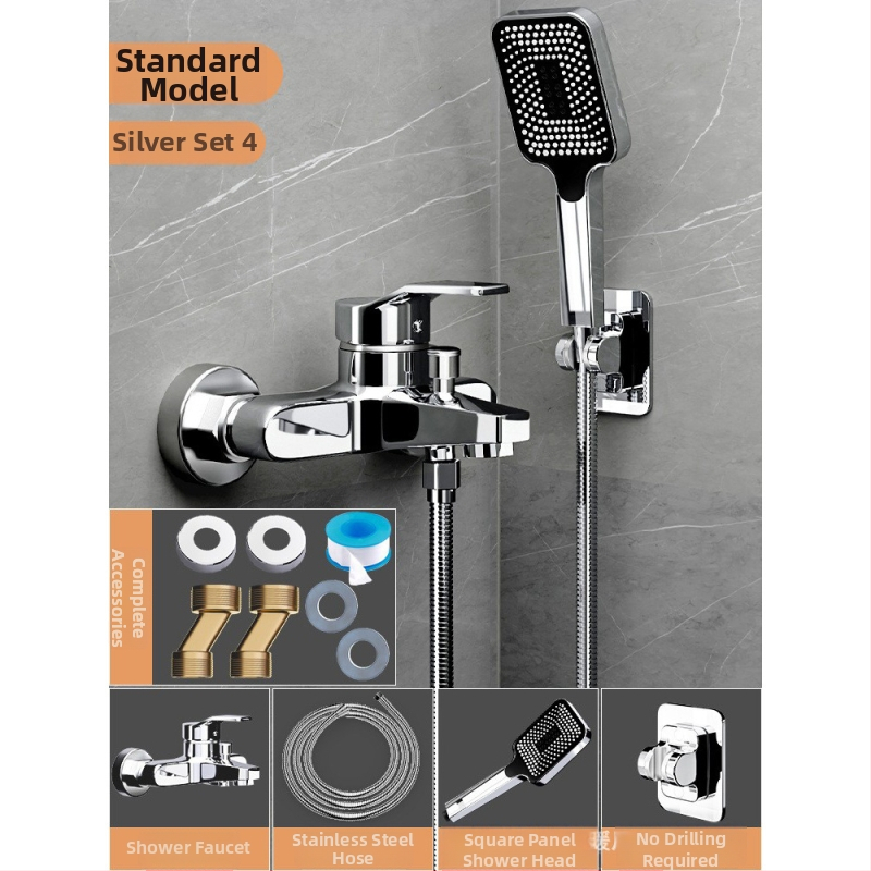 Душ комплект от мед, скрит вградим монтаж, модел 85-1, 1.6 MPa, функции дъжд и мехури, кръгла душ глава, модерен минималистичен стил