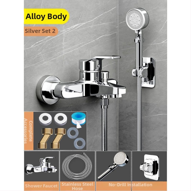 Душ комплект от мед, скрит вградим монтаж, модел 85-1, 1.6 MPa, функции дъжд и мехури, кръгла душ глава, модерен минималистичен стил