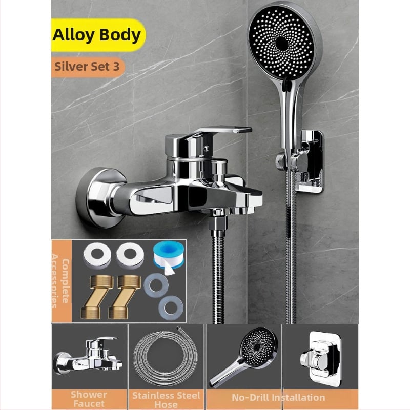 Душ комплект от мед, скрит вградим монтаж, модел 85-1, 1.6 MPa, функции дъжд и мехури, кръгла душ глава, модерен минималистичен стил