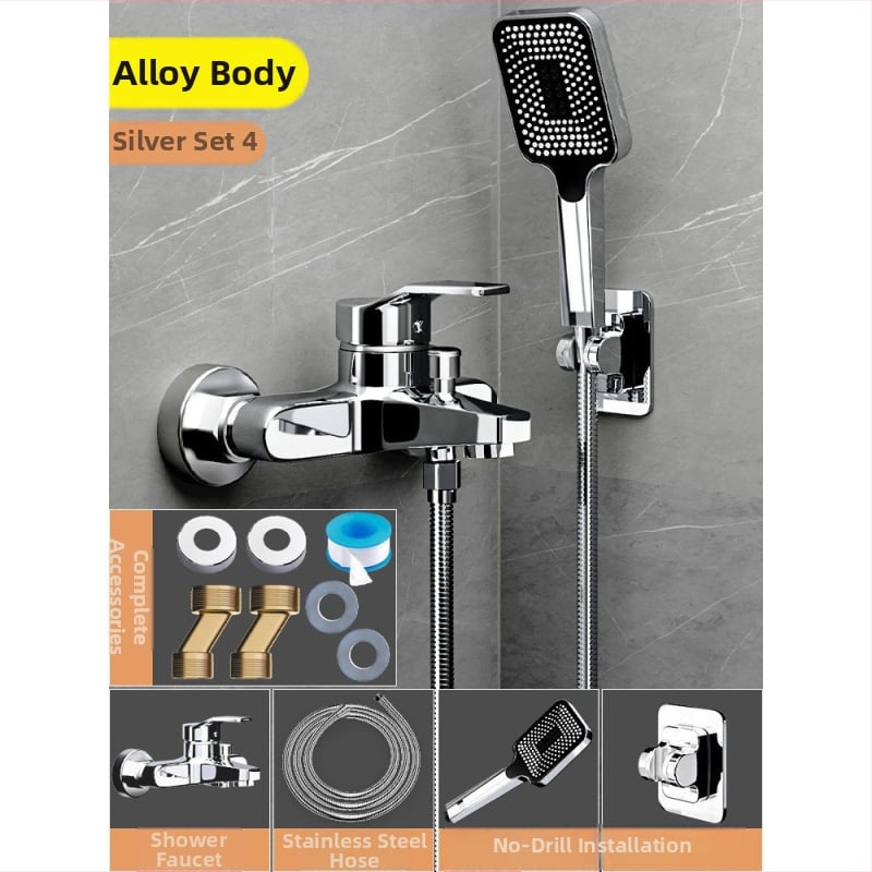 Душ комплект от мед, скрит вградим монтаж, модел 85-1, 1.6 MPa, функции дъжд и мехури, кръгла душ глава, модерен минималистичен стил
