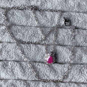 Ogrlica od bakra s posrebrenim premazom, geometrijski dizajn, mikrougrađeni cirkoni, Eric marka