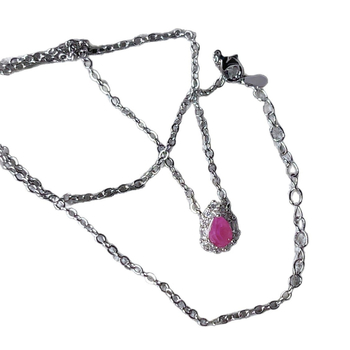 Ogrlica od bakra s posrebrenim premazom, geometrijski dizajn, mikrougrađeni cirkoni, Eric marka