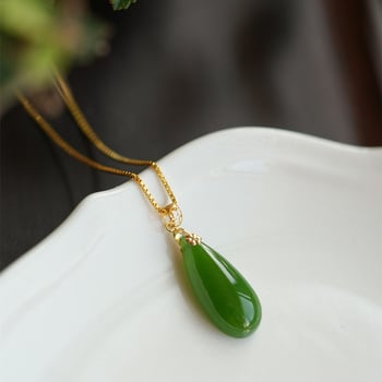 Ogrlica s kapkastim privjeskom, od 18K zlata, Yijia crystal, lagani luksuzni stil