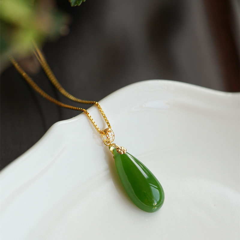 Ogrlica s kapkastim privjeskom, od 18K zlata, Yijia crystal, lagani luksuzni stil