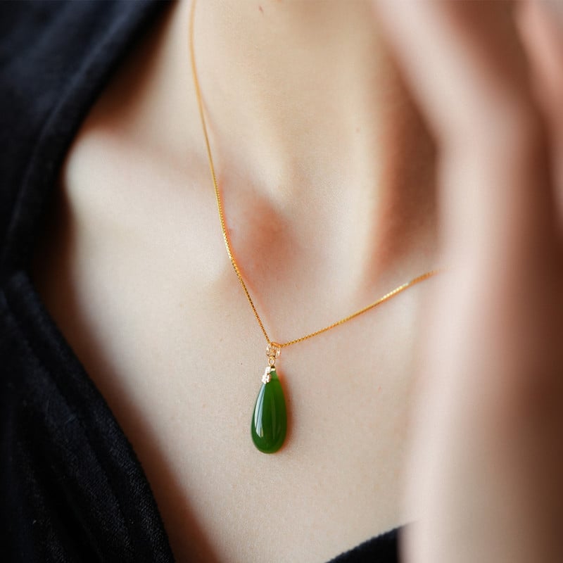 Ogrlica s kapkastim privjeskom, od 18K zlata, Yijia crystal, lagani luksuzni stil