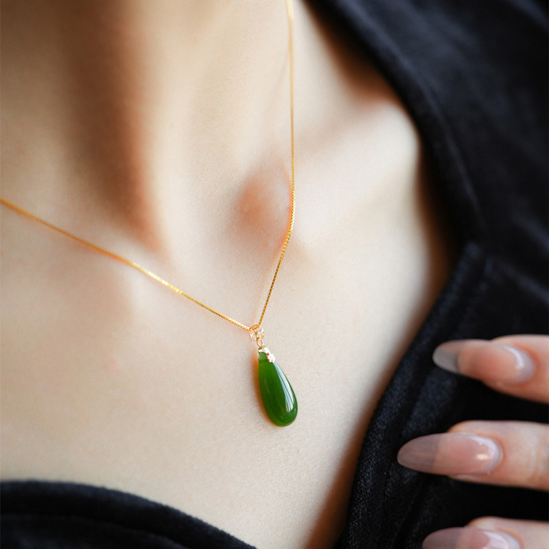 Ogrlica s kapkastim privjeskom, od 18K zlata, Yijia crystal, lagani luksuzni stil