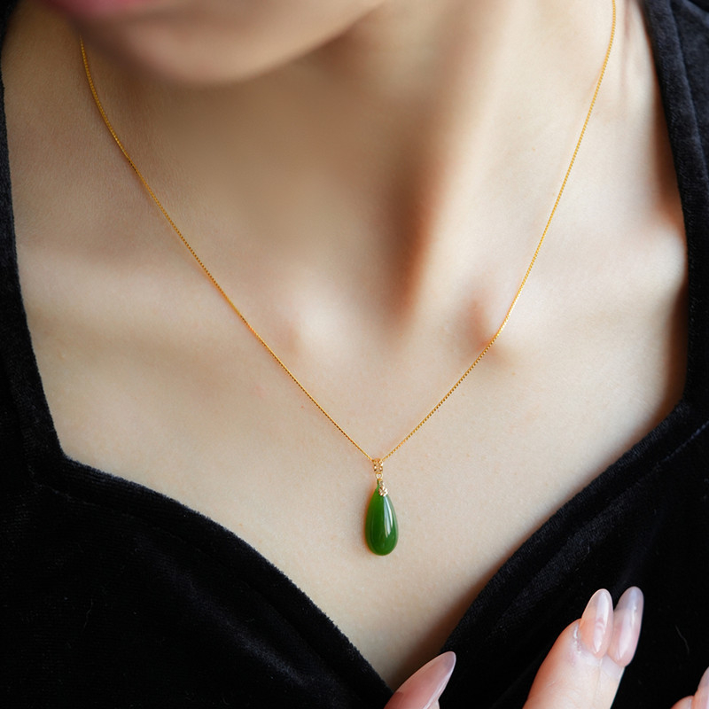 Ogrlica s kapkastim privjeskom, od 18K zlata, Yijia crystal, lagani luksuzni stil