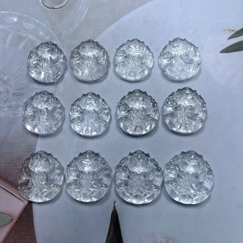 Nyaklánc róka-lótusz gravírozott medállal, fehér kristály, Century Jewelry