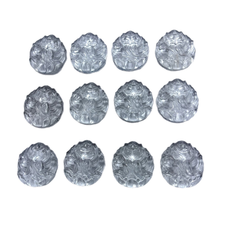 Nyaklánc róka-lótusz gravírozott medállal, fehér kristály, Century Jewelry