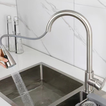 Nerūdijančio plieno ištraukiamas virtuvės čiaupas, vienos skylės montavimas, keramikinis diskas vožtuvas, modelis 1200