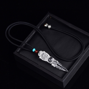 Vajra kristály nyaklánc geometriával, polírozott felület, Fei Wang Jewelry, kínai stílus