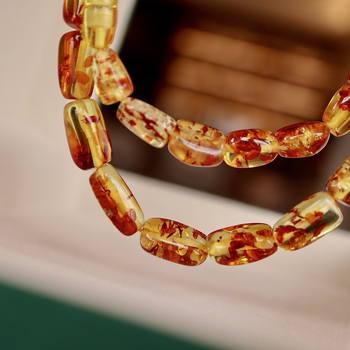 Colier din chihlimbar floral, design geometric, lucrat manual, stil simplu, primăvara 2025