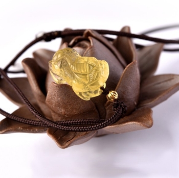 Κολιέ με κρύσταλλο κιτρίνης – κρεμαστό με σχέδιο ζώου ή ζωδίου, γυαλιστερό φινίρισμα