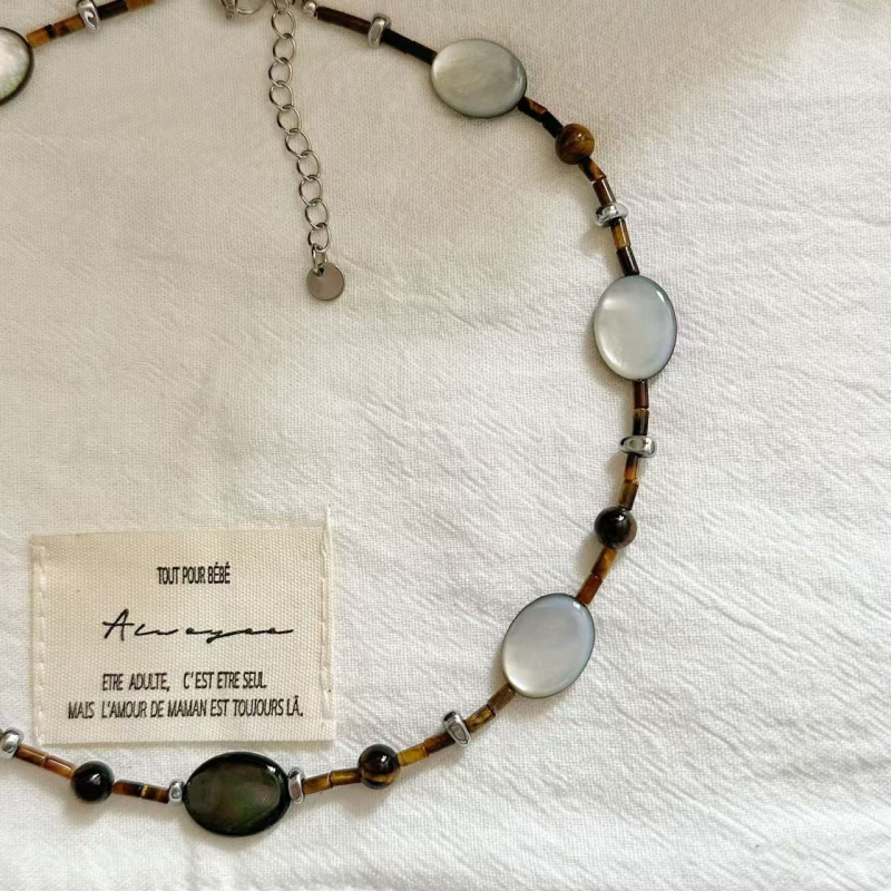 Viseći ogrlica s privjeskom od prirodnog tigrovog oka, srcolog oblika, ručna izrada, Maillard stil, klasični lanac, 10 g
