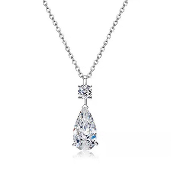 Réz nyaklánc bambusz lánccal, műkristály medállal, cirkón beépítés, francia retro stílus