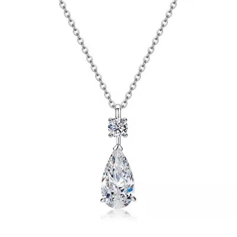 Réz nyaklánc bambusz lánccal, műkristály medállal, cirkón beépítés, francia retro stílus