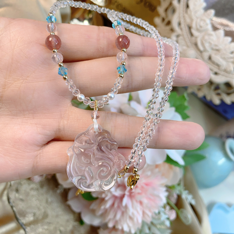 Κολιέ με κρύσταλλο, αρχικός σχεδιασμός, στοιχεία από κράμα, χωρίς πλευρικά πετράδια