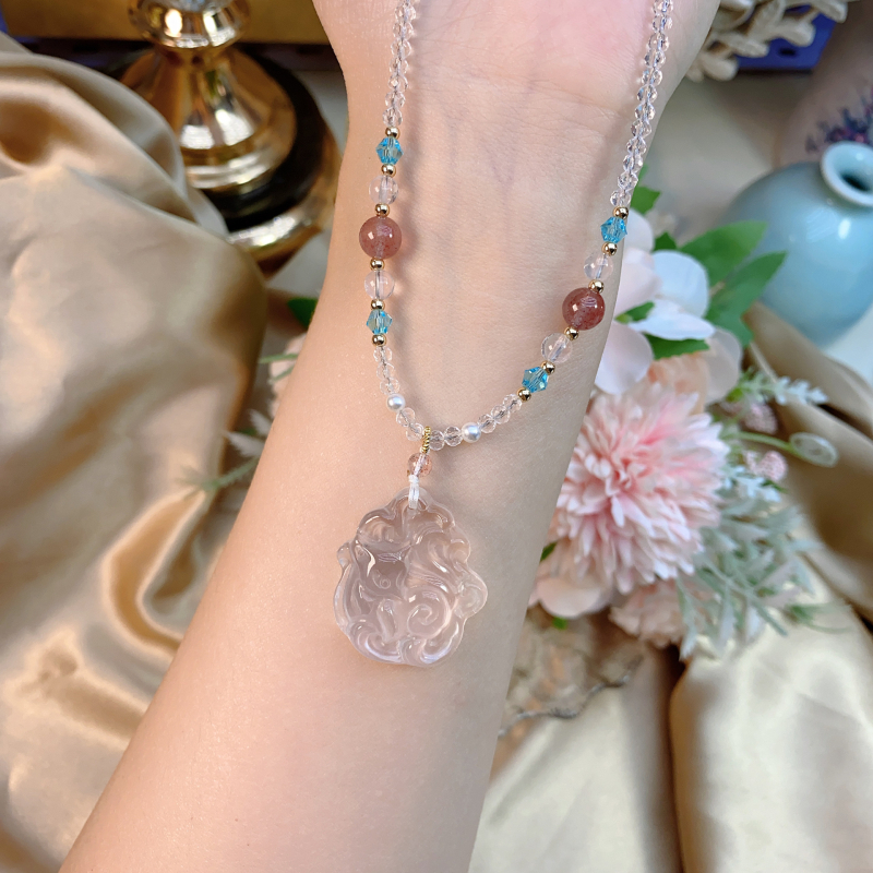 Κολιέ με κρύσταλλο, αρχικός σχεδιασμός, στοιχεία από κράμα, χωρίς πλευρικά πετράδια