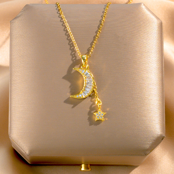 Ogrlica od titan čelika, geometrijski oblik, križasti lanac, privjesak sa mješovitim kristalima, duljina 21–50 cm