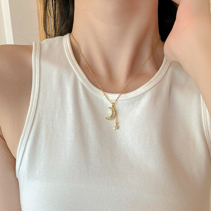 Ogrlica od titan čelika, geometrijski oblik, križasti lanac, privjesak sa mješovitim kristalima, duljina 21–50 cm