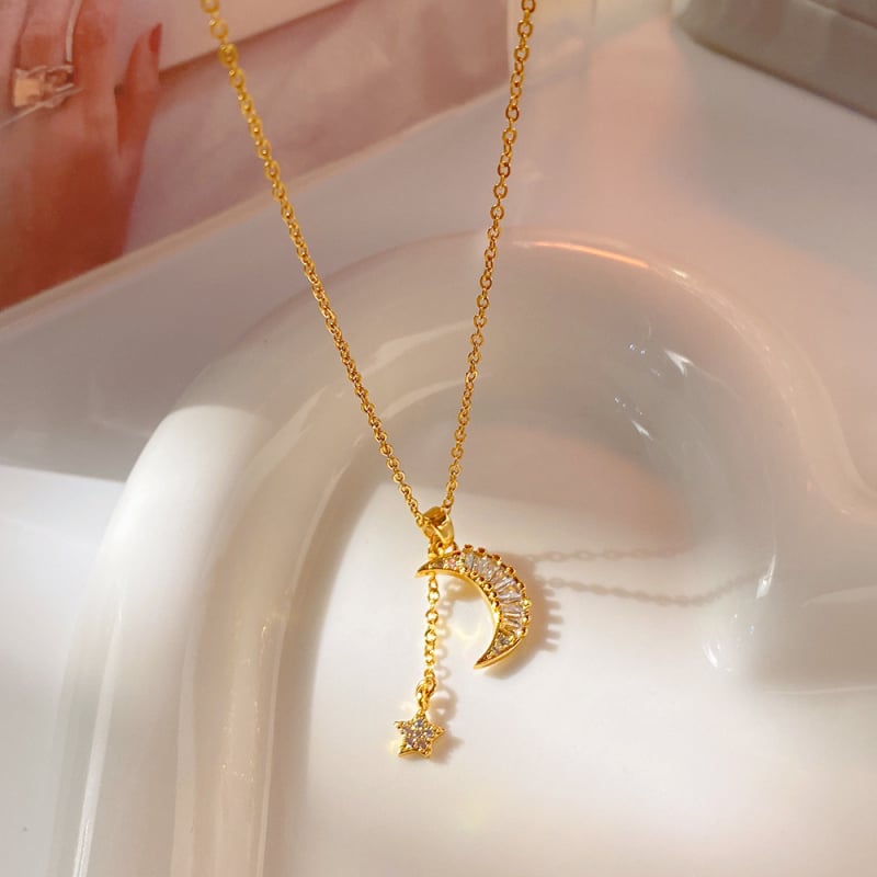 Ogrlica od titan čelika, geometrijski oblik, križasti lanac, privjesak sa mješovitim kristalima, duljina 21–50 cm