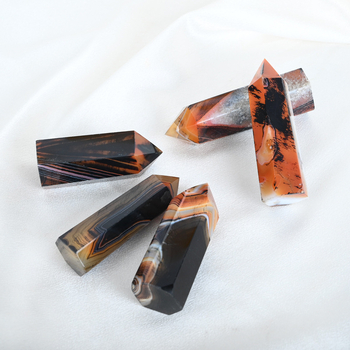 Chuse achát selyemmel bevont hexagonális prizma kristály – otthoni és irodai dekor