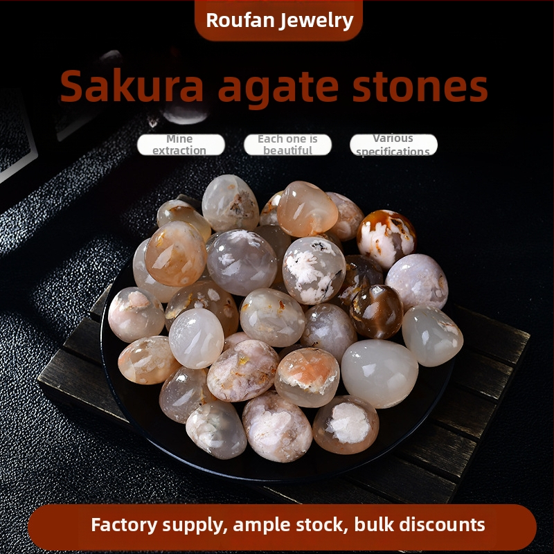 Cherry Blossom Agate – Piatră de cristal brută pentru decor, potrivită pentru acvariu și ghivece, stil modern minimalist, ambalare individuală