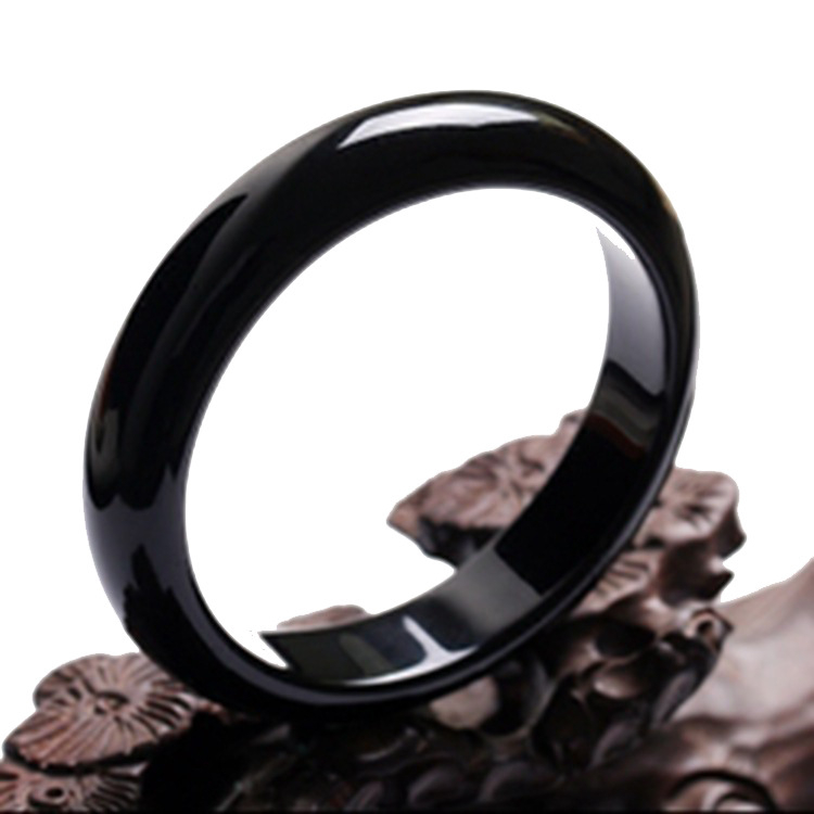 Prirodni crni ahat narukvica s poliranim okruglim perlama
