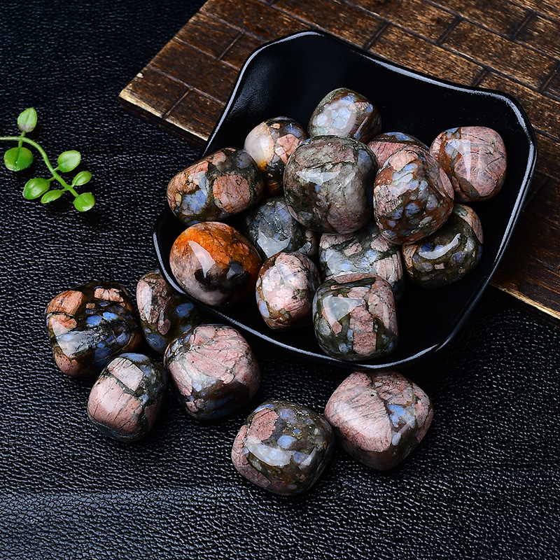 Διακοσμητικός κρύσταλλος κυλιόμενος λίθος, υλικό: blue flash stone, μοντέρνο μινιμαλιστικό στυλ, συσκευασμένο σε PP σακούλες