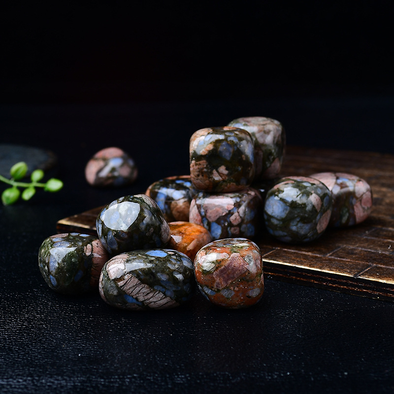 Διακοσμητικός κρύσταλλος κυλιόμενος λίθος, υλικό: blue flash stone, μοντέρνο μινιμαλιστικό στυλ, συσκευασμένο σε PP σακούλες