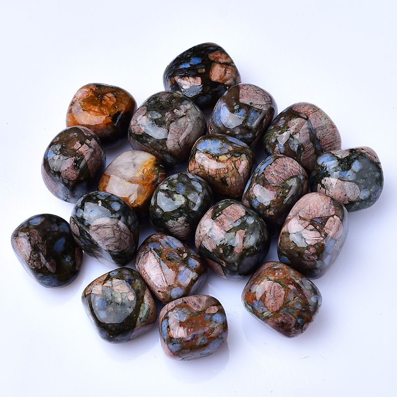 Διακοσμητικός κρύσταλλος κυλιόμενος λίθος, υλικό: blue flash stone, μοντέρνο μινιμαλιστικό στυλ, συσκευασμένο σε PP σακούλες