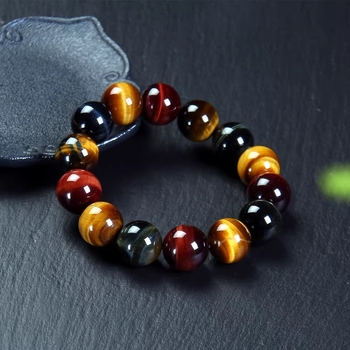 Tigriszem kő karkötő kristály gyöngyökkel, etnikus geometriai stílus | Zhicheng, kód H105391