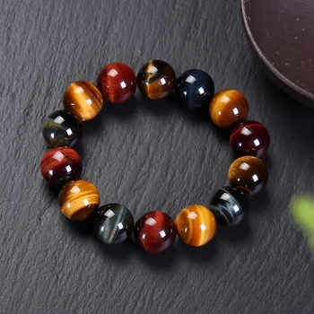 Tigriszem kő karkötő kristály gyöngyökkel, etnikus geometriai stílus | Zhicheng, kód H105391