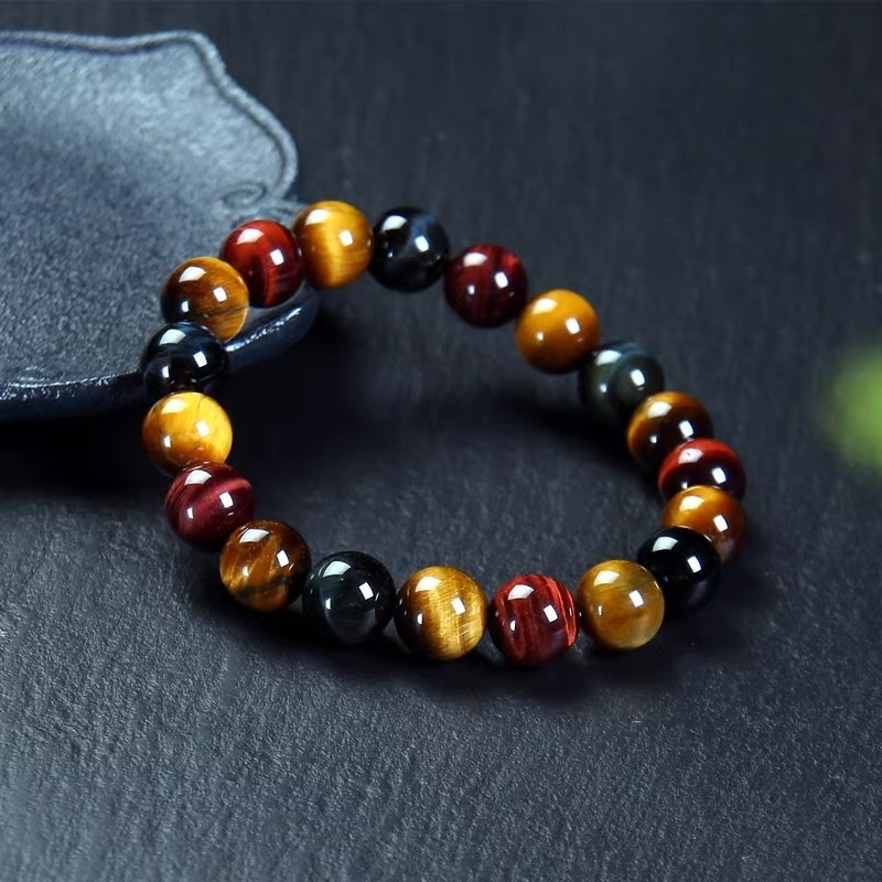 Tigriszem kő karkötő kristály gyöngyökkel, etnikus geometriai stílus | Zhicheng, kód H105391