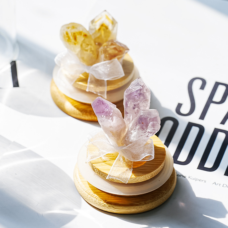 Ametistno kristalno stablo sreće – stolna ukrasna boca želja, moderna geometrija, kartonsko pakiranje