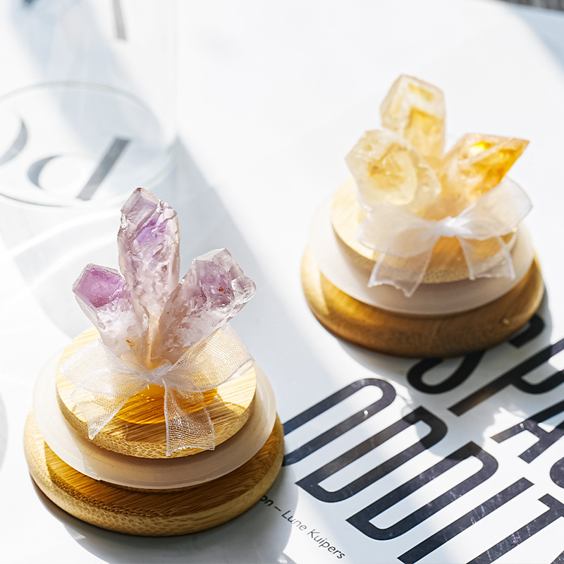 Ametistno kristalno stablo sreće – stolna ukrasna boca želja, moderna geometrija, kartonsko pakiranje