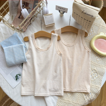 Bērnu bez piedurknēm kokvilnas veste ar svītrainu rakstu, 80% kokvilna, pavasaris–vasara, universāla