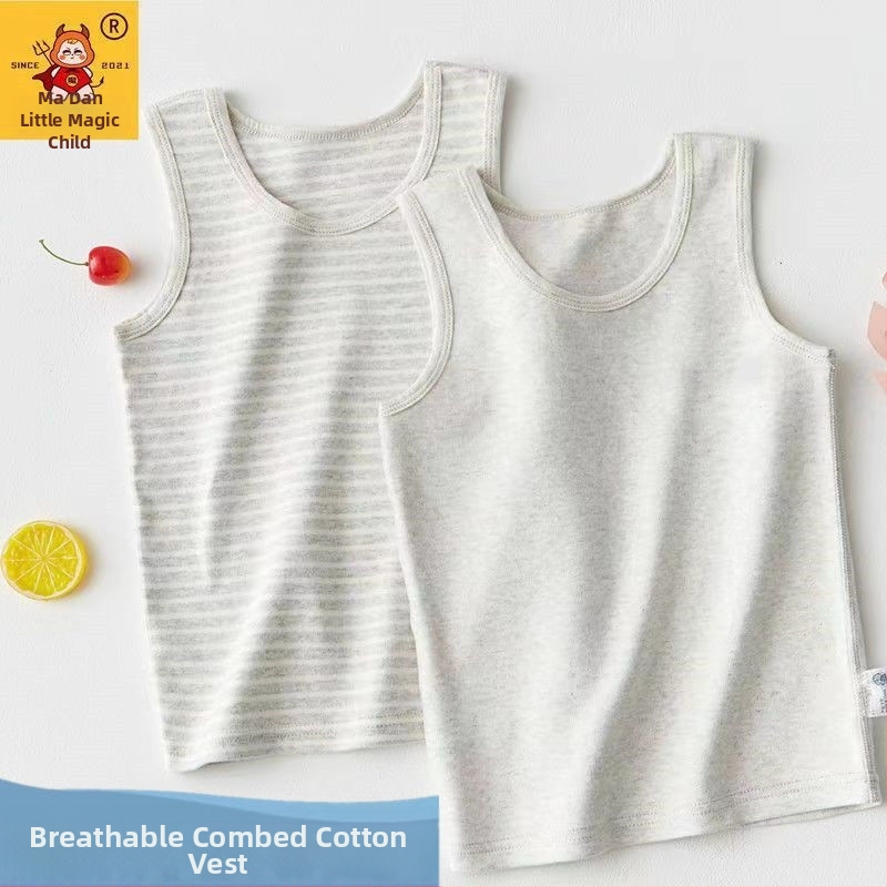 Bērnu bez piedurknēm kokvilnas veste ar svītrainu rakstu, 80% kokvilna, pavasaris–vasara, universāla