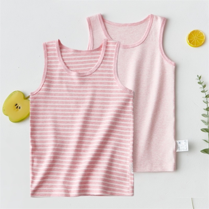 Bērnu bez piedurknēm kokvilnas veste ar svītrainu rakstu, 80% kokvilna, pavasaris–vasara, universāla