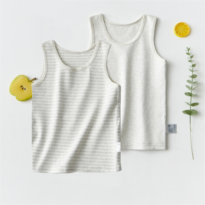 Bērnu bez piedurknēm kokvilnas veste ar svītrainu rakstu, 80% kokvilna, pavasaris–vasara, universāla