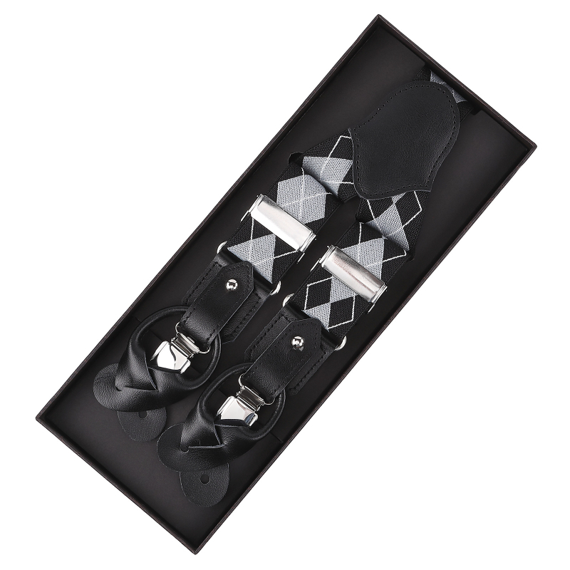 Muške naramenice od teleće kože, 3 kopče, podesive duljine, snažna elastičnost, križni stražnji dizajn, kompatibilne s gumbima i kopčama