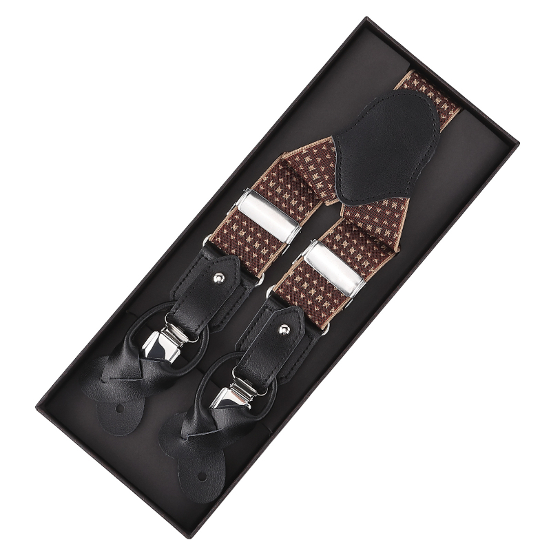Muške naramenice od teleće kože, 3 kopče, podesive duljine, snažna elastičnost, križni stražnji dizajn, kompatibilne s gumbima i kopčama