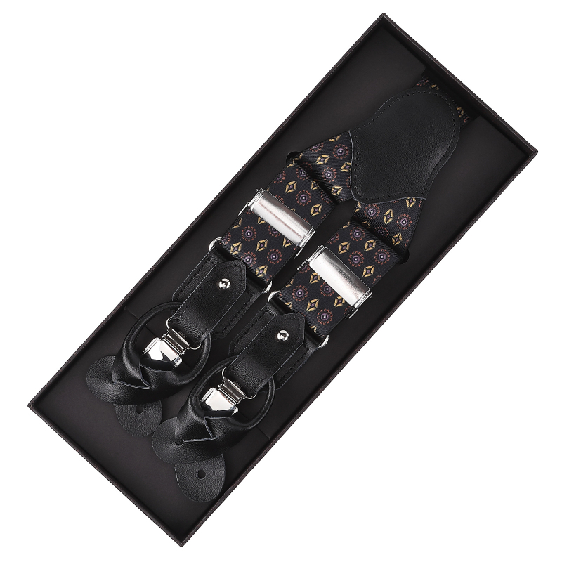 Muške naramenice od teleće kože, 3 kopče, podesive duljine, snažna elastičnost, križni stražnji dizajn, kompatibilne s gumbima i kopčama