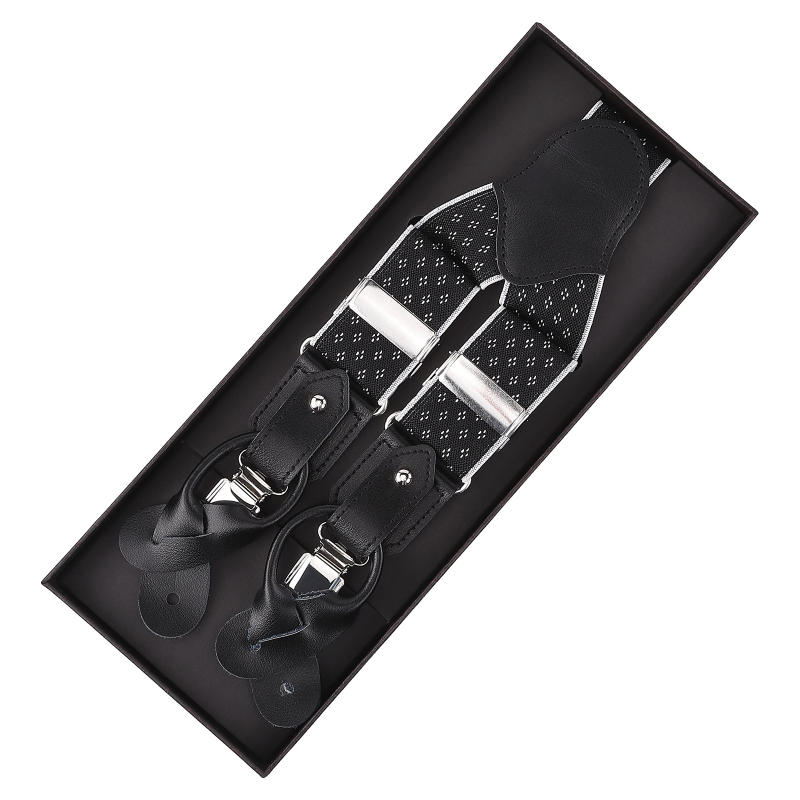 Muške naramenice od teleće kože, 3 kopče, podesive duljine, snažna elastičnost, križni stražnji dizajn, kompatibilne s gumbima i kopčama