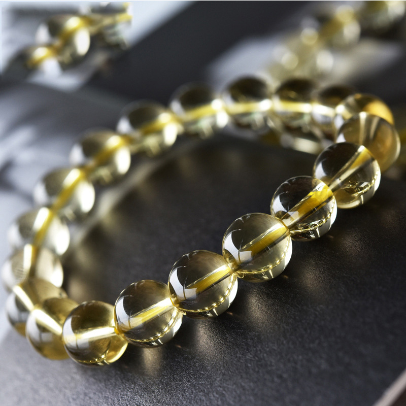 Βραχιόλι από χάντρες κιτρίνης με γεωμετρικό σχέδιο, unisex, φυσικός κρύσταλλος