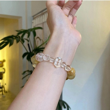 Βραχιόλι με κρύσταλλο Super Seven, χωρίς πλευρικούς λίθους, εξαρτήματα: κρύσταλλος και επιχρυσωμένος χαλκός, ατομικά συσκευασμένο