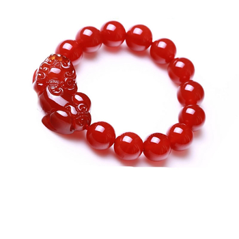 Pixiu narukvica od ahata, polirani završetak, unisex dizajn, Qin Pei Jewelry