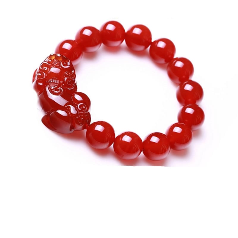 Pixiu narukvica od ahata, polirani završetak, unisex dizajn, Qin Pei Jewelry